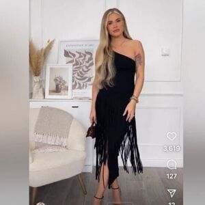 ZARA FRINGED RIBBED SKIRT